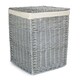 image 1 of Large Grey Wash Square Laundry Basket with White Lining | White | White