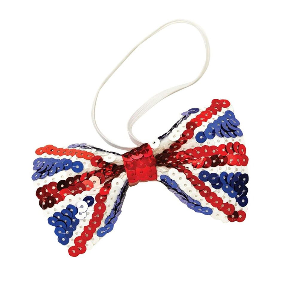 Bristol Novelty Unisex Sequinned Union Jack Bow Tie - Red/White/Blue - One Size One Size