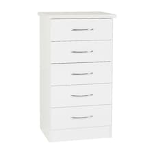Nevada 5 Drawer Narrow Chest White