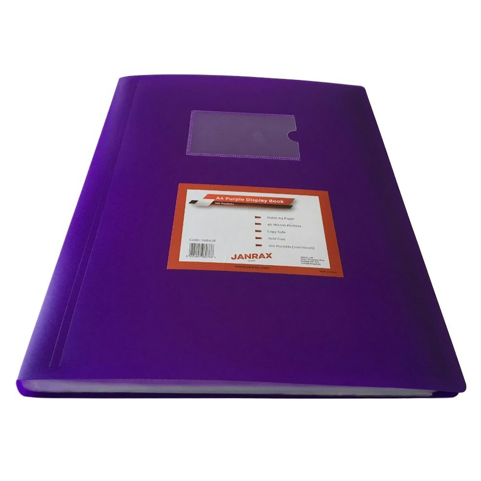 image 1 of A4 Purple Flexible Cover 100 Pocket Display Book