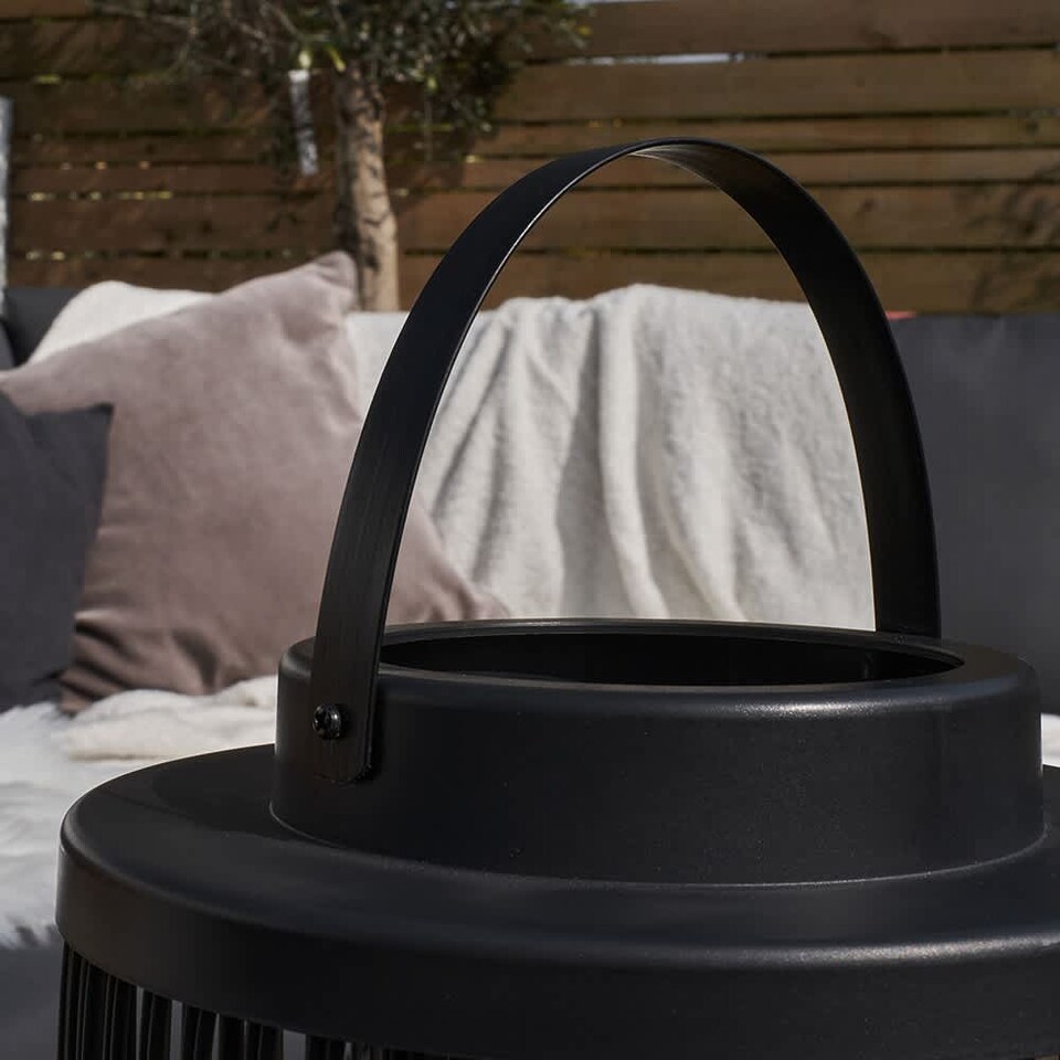 image 1 of ValueLights Outdoor Black Wire Basket Candlelight Lantern | Black