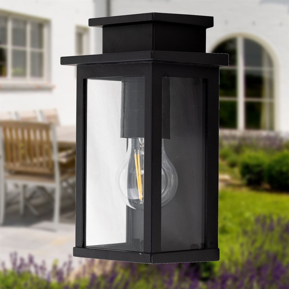image 1 of Set of 2 Cotswold - Black Traditional Flush Outdoor Wall Lights