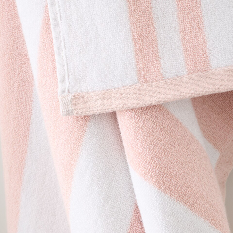 image 1 of Bianca Reversible Stripe Cotton Jacquard Bath Towel | Pink | Blush Pink | Bath towel