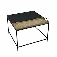 Side table DKD Home Decor 61 x 61 x 49 cm Black Golden Steel Aluminium N/A