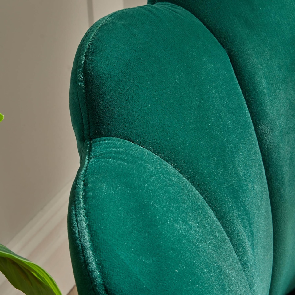 image 1 of Boucle Fabric Scallop Shell Chair Wing Back Armchair Sofa | Green