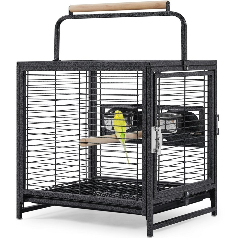 image 1 of Yaheetech 65 cm Tall Wrought Iron Travel Bird Cage Carrier Black