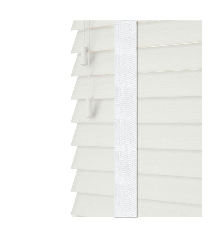image 1 of 130cm Ultra White Faux Wood Venetian Blinds with Tapes (120cm Drop) | White | White