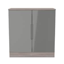 Lucca 2 Door Cabinet in Grey Gloss & Grey Oak (Ready Assembled) | Grey | Grey Gloss & Grey Oak
