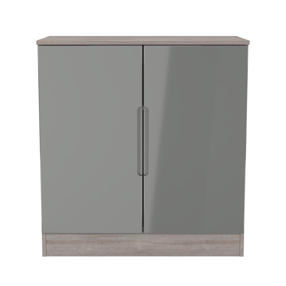 image 1 of Lucca 2 Door Cabinet in Grey Gloss & Grey Oak (Ready Assembled) | Grey | Grey Gloss & Grey Oak