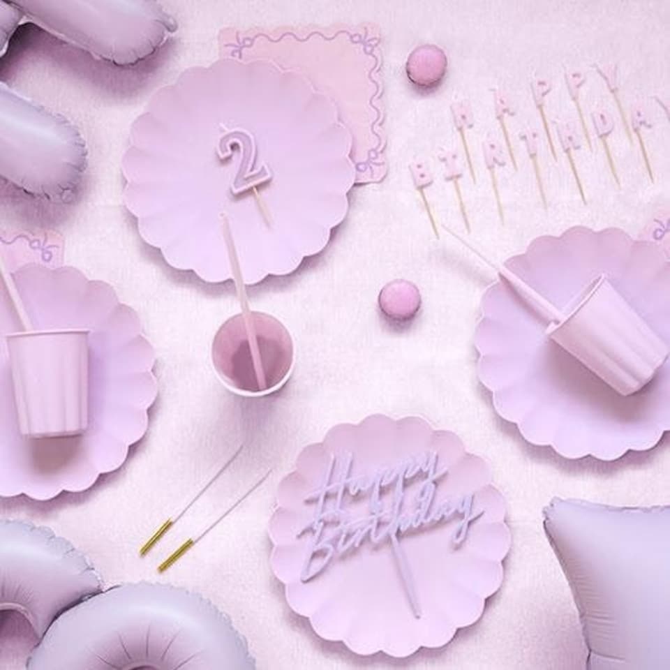 image 1 of Pastel Lavender Ribbon Bow Ruffled Paper Luncheon Napkins 2 Ply 33cm - Pack of 12 | Purple