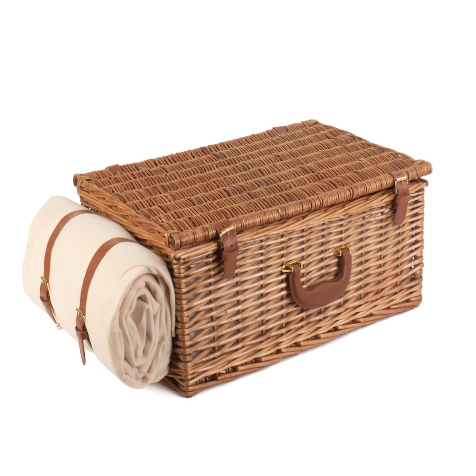 image 1 of Deluxe Fully Fitted 4 Person Traditional Picnic Basket | White | White | 1