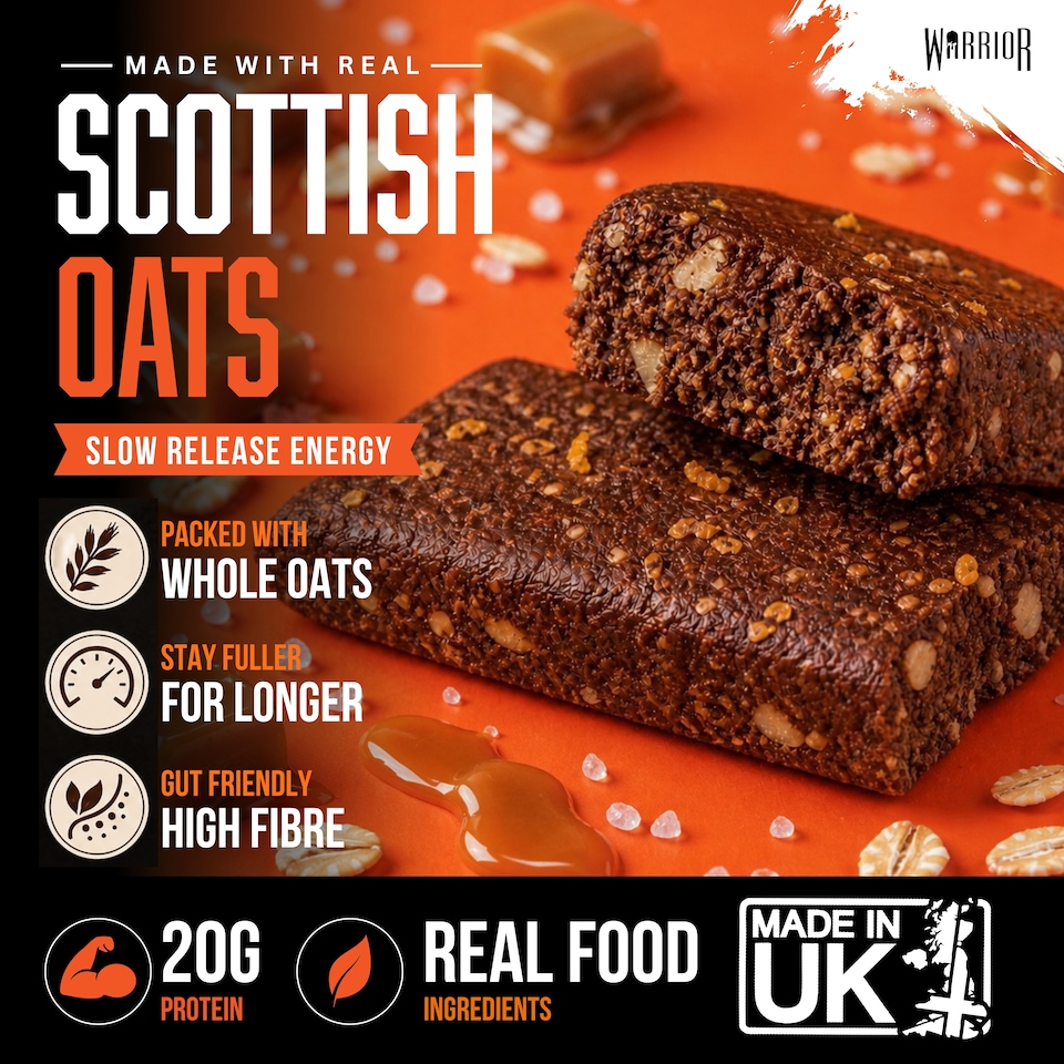 image 1 of Warrior RAW Protein Bars 12 x 75g – 20g High Protein Bar, Low Sugar High Fibre Oat Protein Flapjack – Protein Snacks, Meal Replacement Bars (Strawberry Cheesecake)