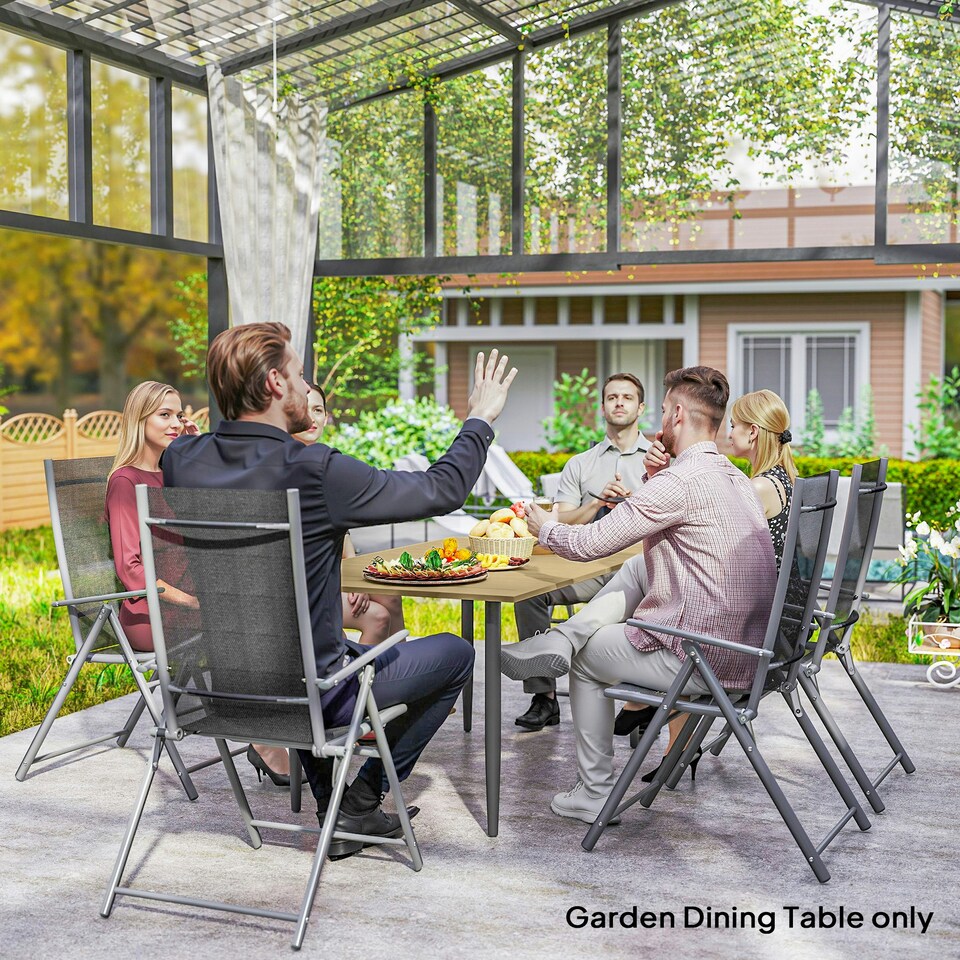 image 1 of Outsunny 150 x 90cm Garden Dining Table with Parasol Hole, Table Only, Brown