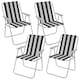 image 2 of Garden Table & Folding Deck Chairs Set 2 4 Seater Outdoor Patio Dining Furniture | White | Table + 4 White & Black Stripes Chairs