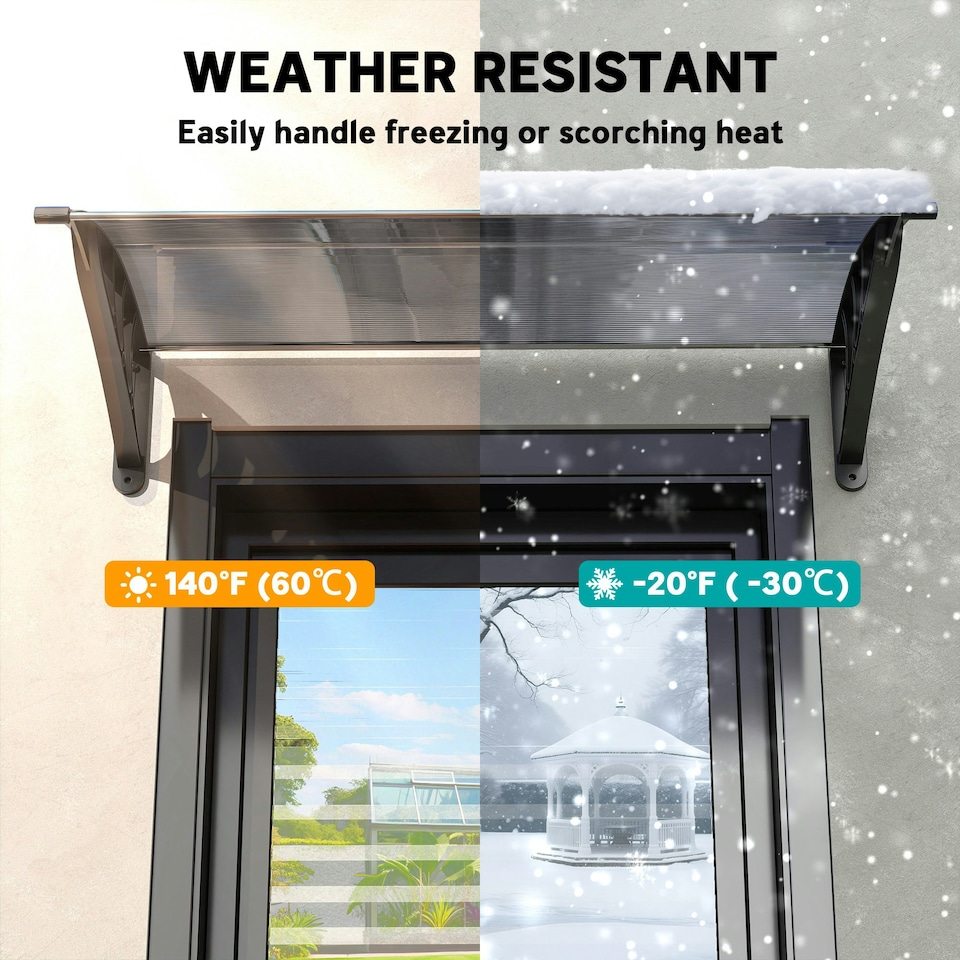image 1 of Outsunny Door Canopy Awning Outdoor Window Rain Shelter for Door 100 x 75cm Black | Black