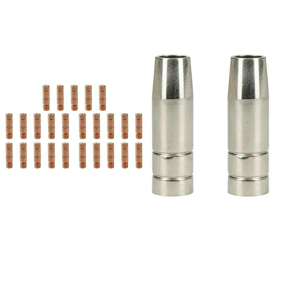 image 1 of Cebora 130 & 110 / Snap On 130 2x Shroud / Nozzle & 25x 0.6mm Welding Tips