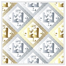 Egyptian hieroglyphs in gold & silver (Picture Frame) White | L