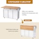 image 3 of VILUXE Mobile Kitchen Island with Foldable Worktop, 2 Drawers, Adjustable Shelves, Towel Rail, Wheels and Solid Wood Feet, White and Natural