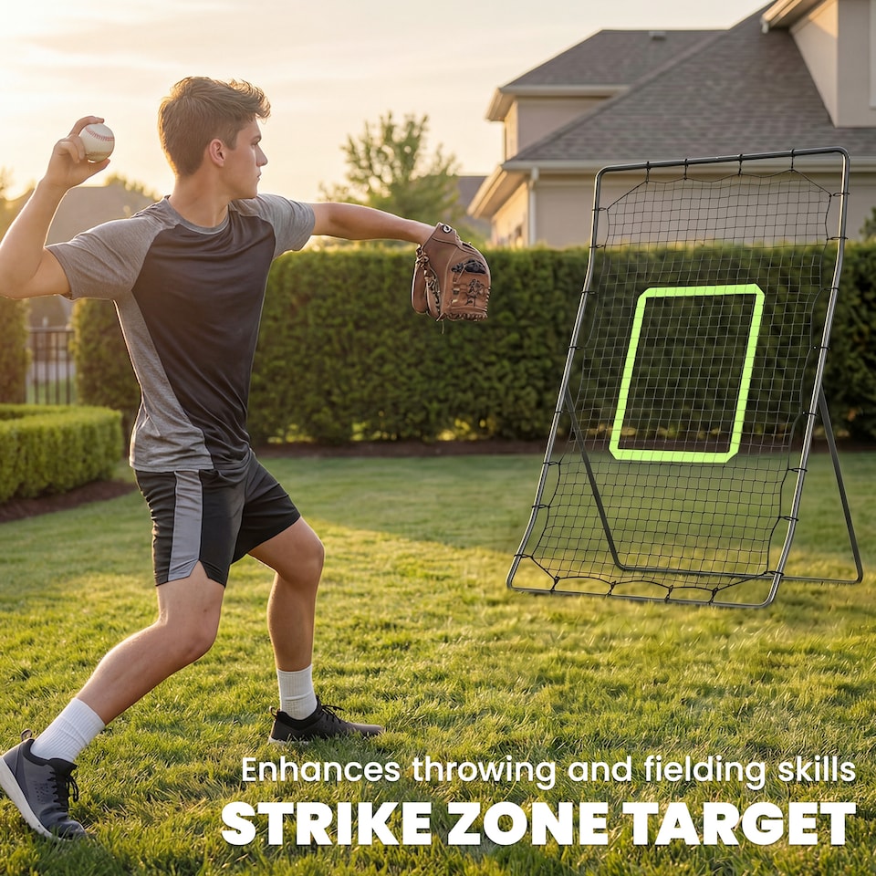 image 1 of HOMCOM Rebounder Net Kids Adults Baseball Softball Training Aid Goal Play