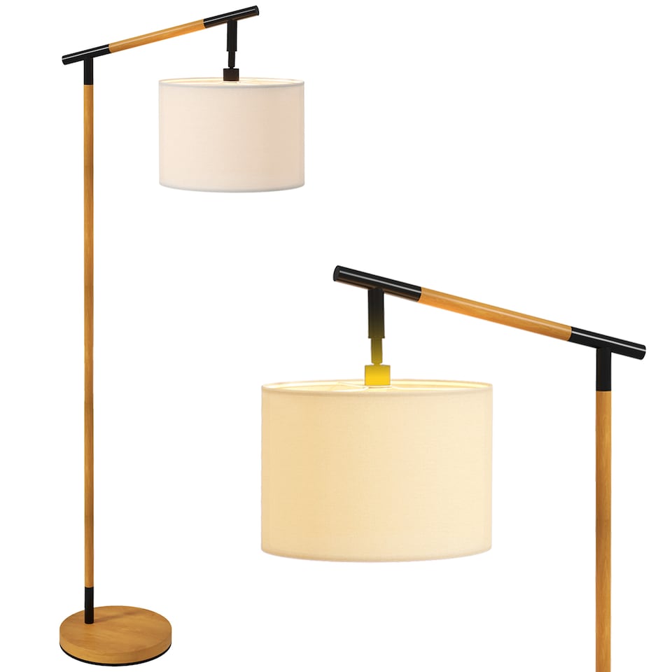 image 1 of HOMCOM Modern Floor Lamps for Living Room with Rotating Lampshade, Standing Lamp for Bedroom, LED Bulb Included, Brown