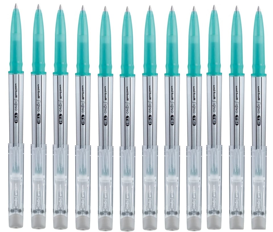 Uni-Ball Signo TSI Erasable Gel Pens Pack of 12 | Thermo Sensitive Rollerball Pens with Erasers | 0.7mm Medium Tip Writing Pens for School, Office & Study | Assorted Colours