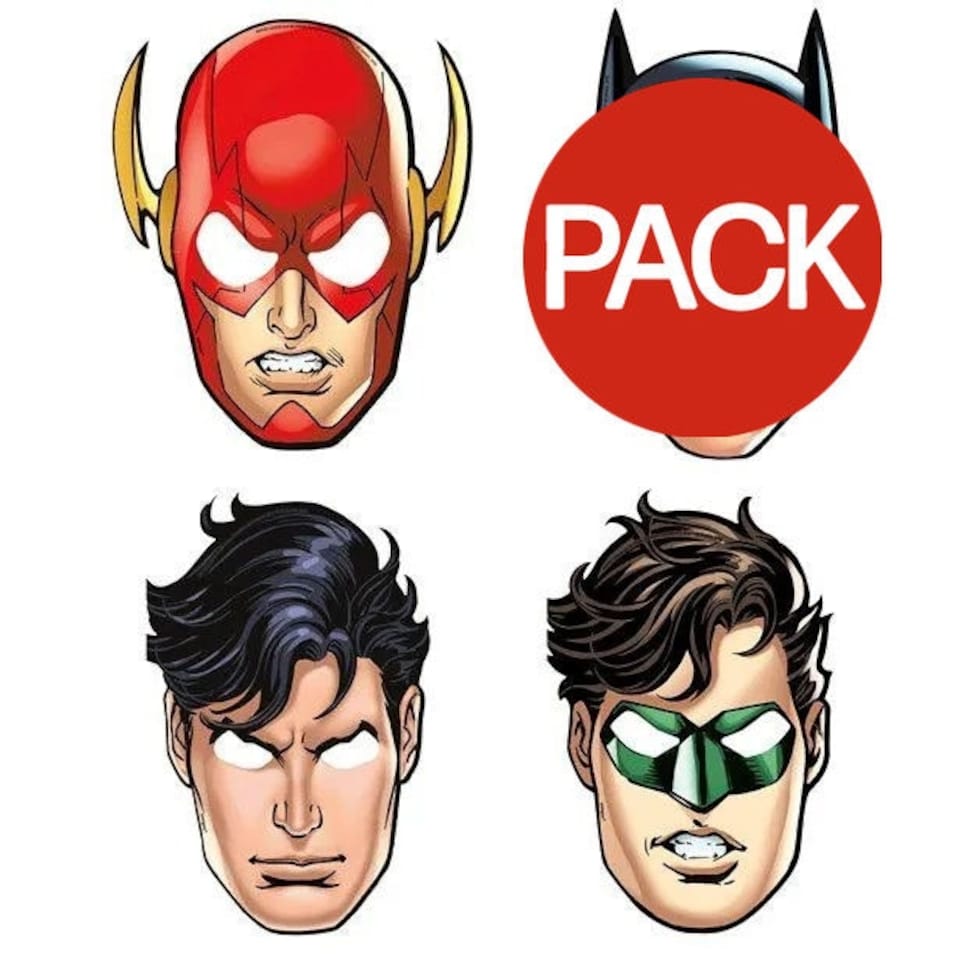 Justice League Paper Party Mask (Pack of 8) - Multicoloured - One Size