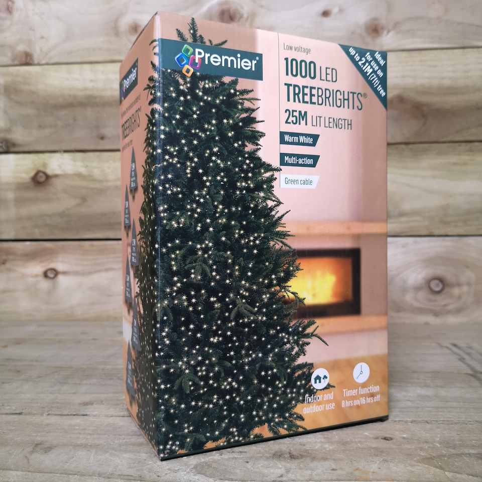 image 1 of 1000 LED 25m Indoor Outdoor Christmas Multi Function Mains Operated String Lights with Timer in in Warm White | White | Warm White | 1