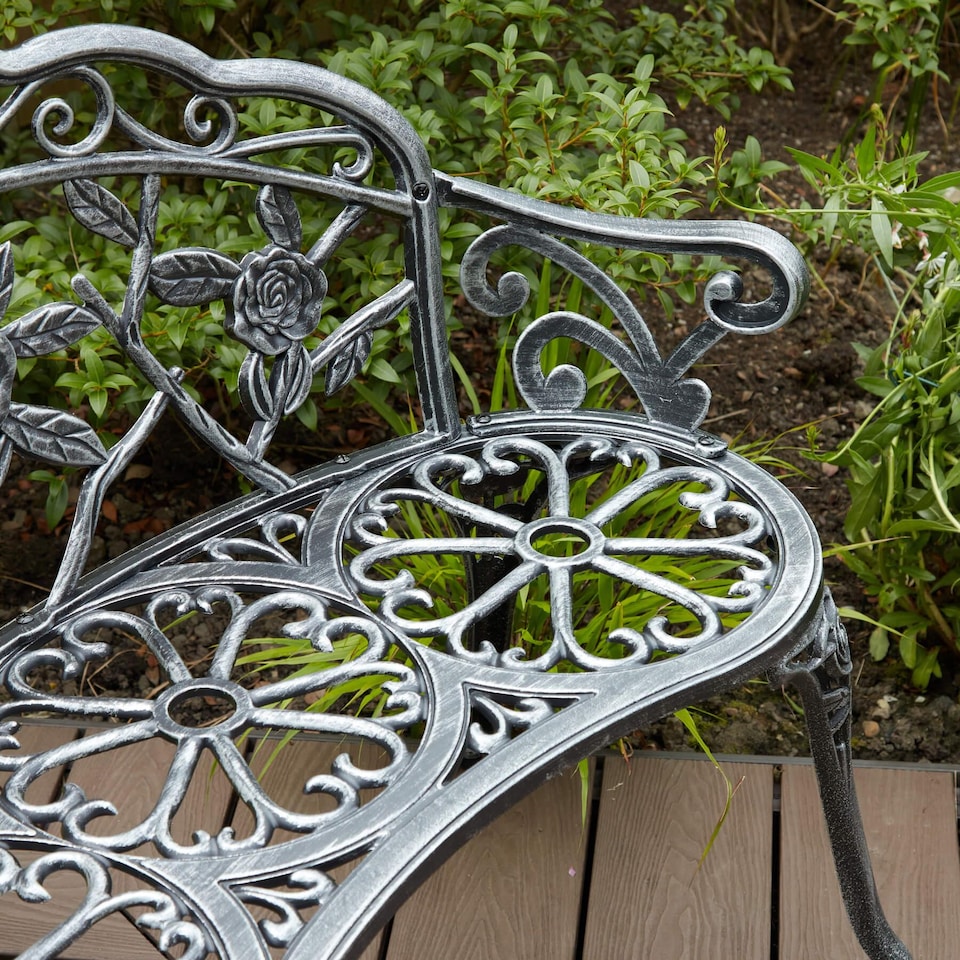 image 1 of Cast Aluminium Garden Bench Metal Frame 2 Seater Patio Chair Outdoor Seating | Grey