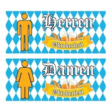 Oktoberfest Male And Female Toilet PVC Party Sign Decorations 60cm x 25cm - Pack of 2