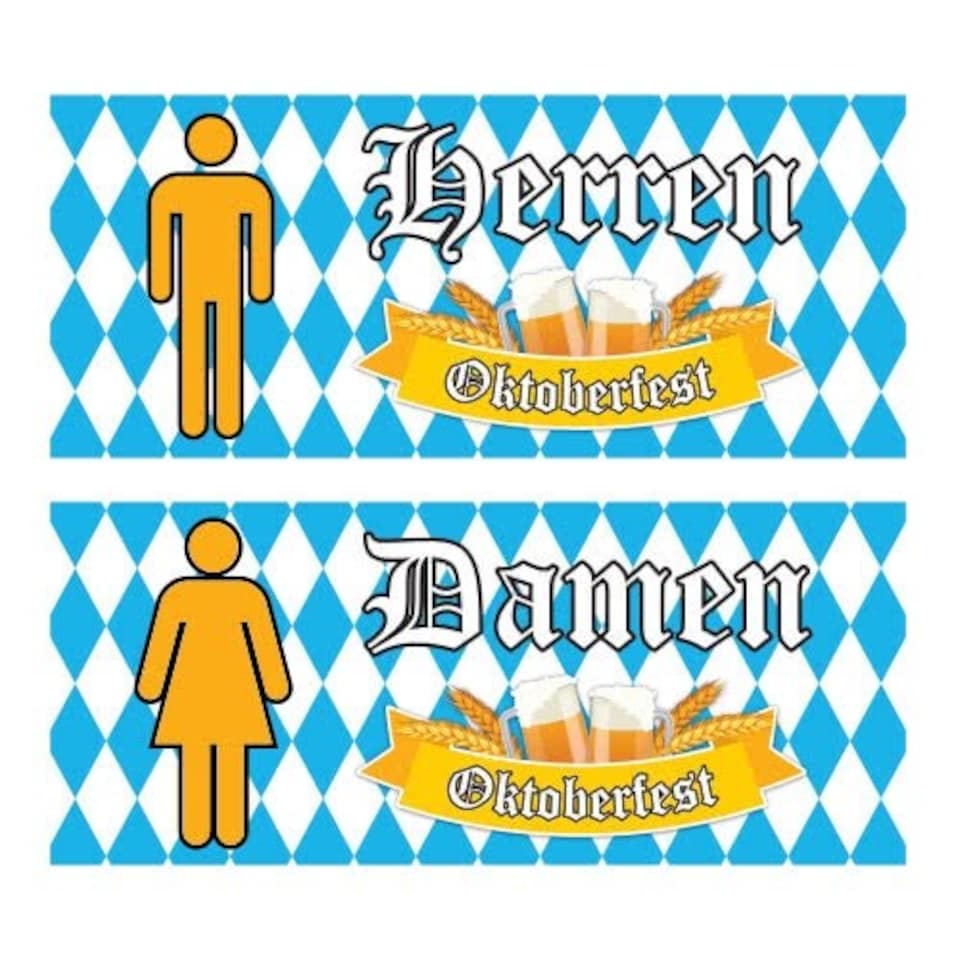 Oktoberfest Male And Female Toilet PVC Party Sign Decorations 60cm x 25cm - Pack of 2