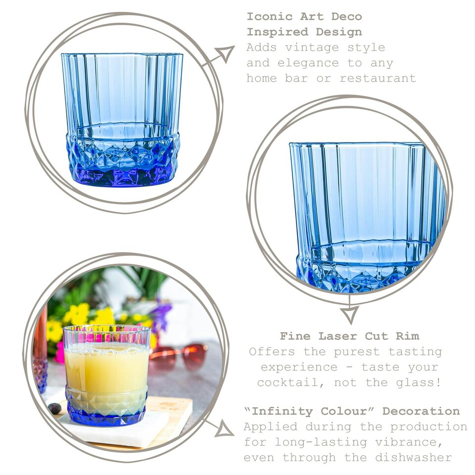 image 1 of Bormioli Rocco America '20s Water Glasses - 370ml - Sapphire Blue - Pack of 6