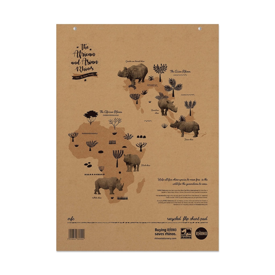 image 1 of Rhino 80 Page 20mm Squared Recycled Flip Chart Pad Brown A1 5 Pack