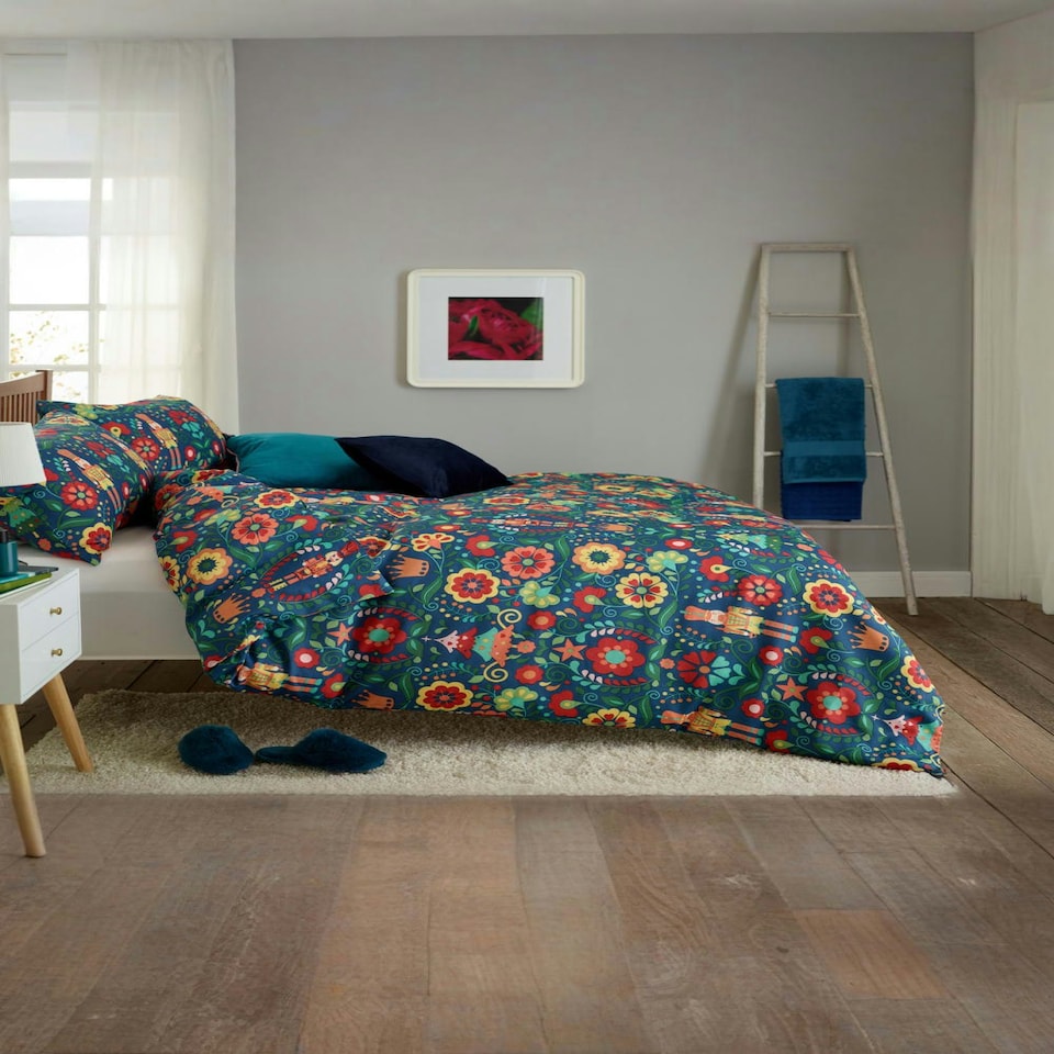 image 1 of Nutcracker Folkloric Print Duvet Cover Set – 200 Thread Count Easycare Breathable Bedding Multi | Single