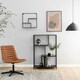 image 4 of Seaford Black Metal Asymmetrical Bookcase with 3 Black Shelves