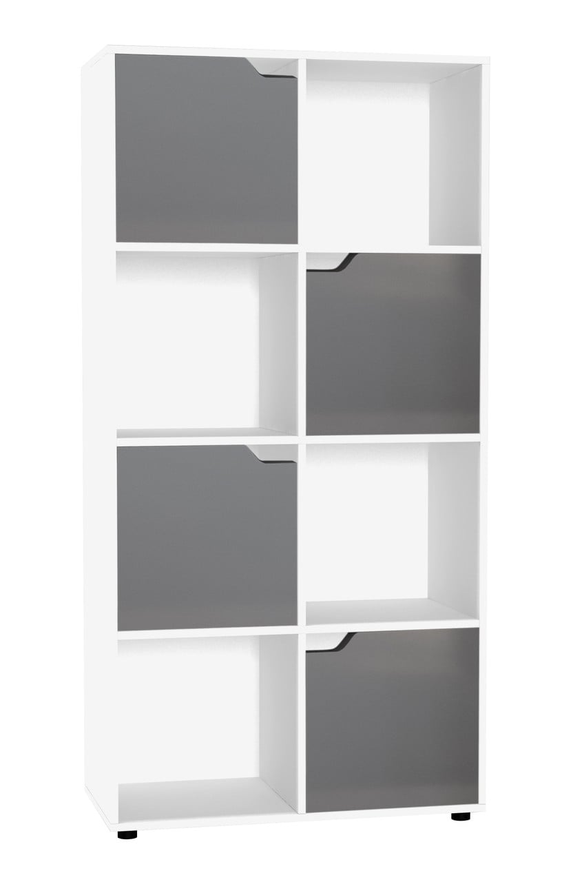 8-Cube Shelving Unit With Wooden Doors White White & Grey 1