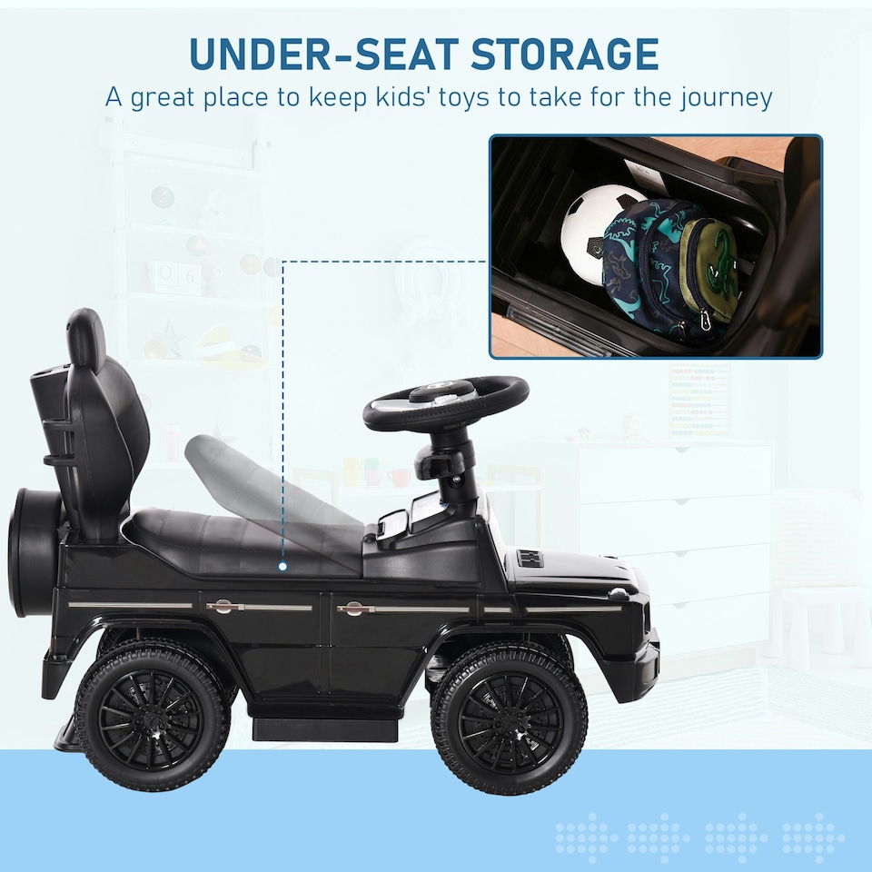 image 1 of HOMCOM Kids Ride-on Push Car 3 in 1 Benz G350 Baby Floor Slider Walker, Black