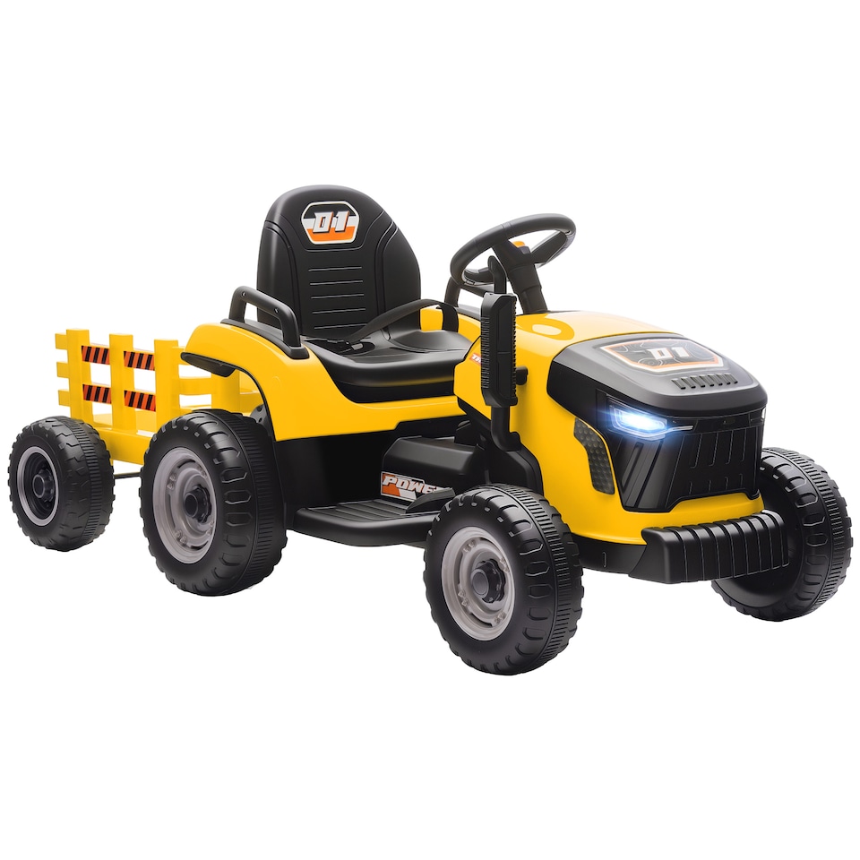 image 1 of AIYAPLAY Ride on Tractor and Trailer, 12V Electric Ride on Tractor, Yellow