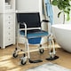image 7 of HOMCOM Shower Wheelchair, Commode Wheeled Chair with Padded Seat, Backrest