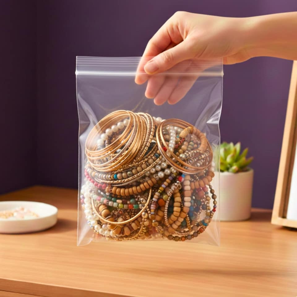 image 1 of 200 Clear Zip Seal Bags 8x11 Inch Large Resealable Pouches | Clear