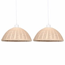 Set of 2 Colette - Rattan Dome Pendant Lightshades | Cream | Large | 2