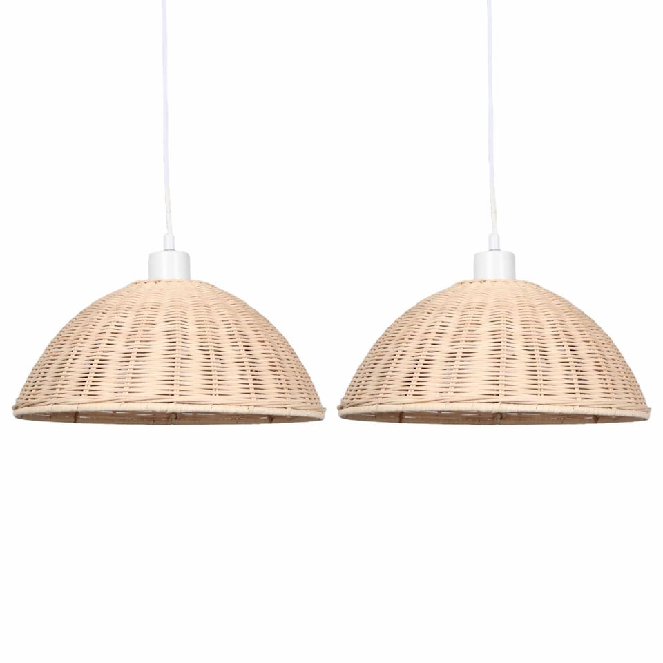 image 1 of Set of 2 Colette - Rattan Dome Pendant Lightshades | Cream | Large | 2