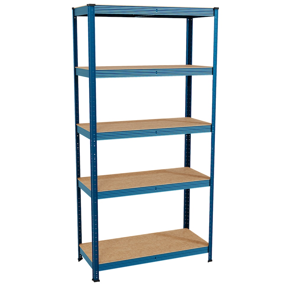 image 1 of Home Vida 5 Tier Large Heavy Duty Garage Shelves Adjustable Steel Shelving Storage Units - Blue - Holds 875kg - 1 Bay