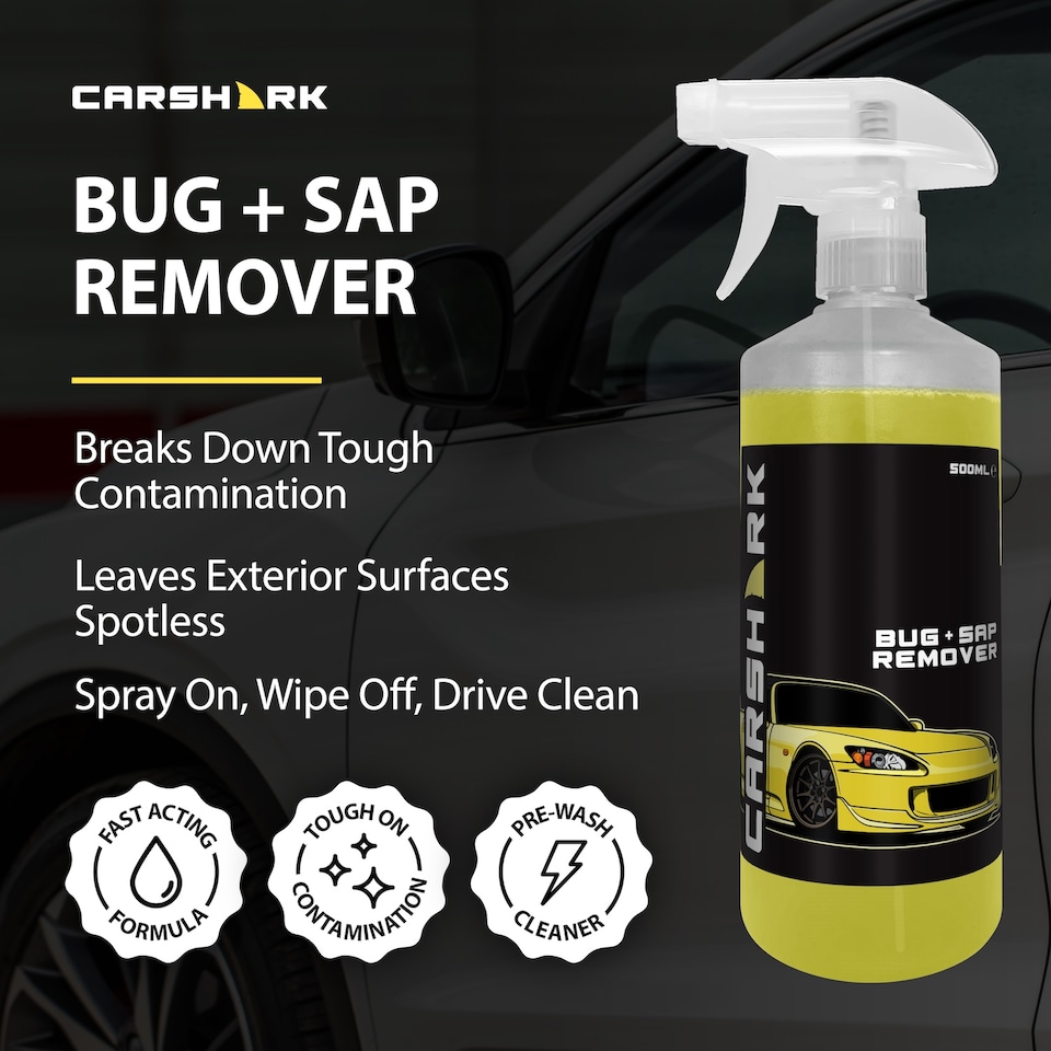 image 1 of CARSHARK Bug & Sap Remover 500ml – Fast Acting Car Cleaner for Dried Bugs, Tree Sap, Bird Droppings & Road Grime