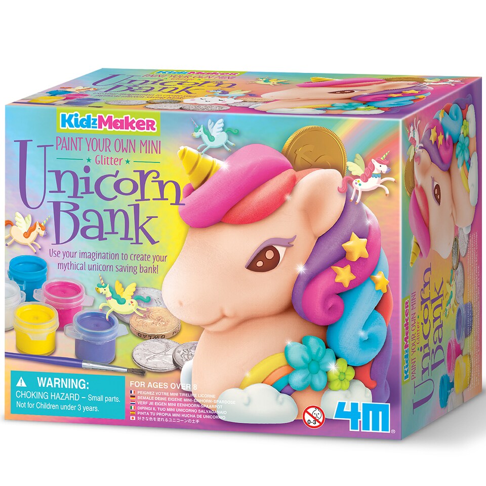 image 1 of KidzMaker - Paint Your Own Mini Glitter Unicorn Bank