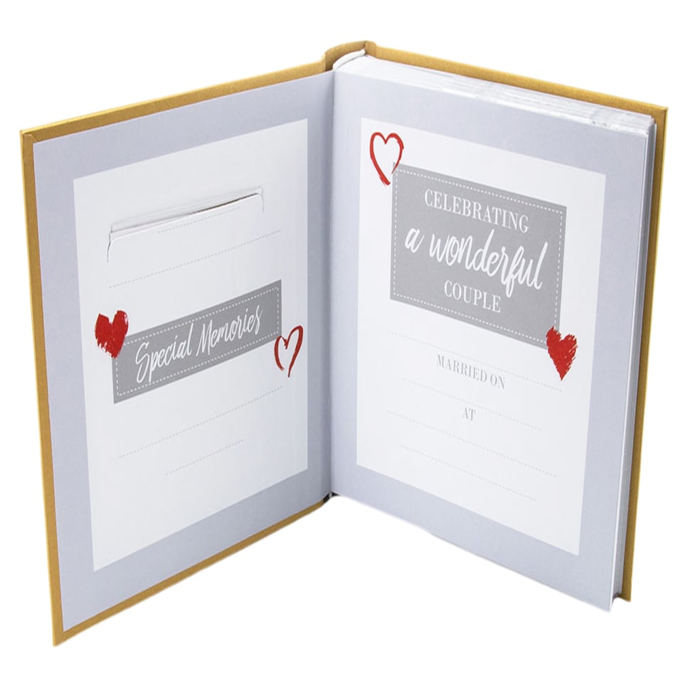 image 1 of Lovely Golden 50th Wedding Anniversary Photo Album with Double Heart Decoration