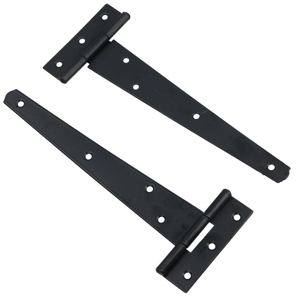 image 1 of 8in / 204mm Heavy Duty T Tee Hinges For Shed + Garden Gates Black Finish 6pc