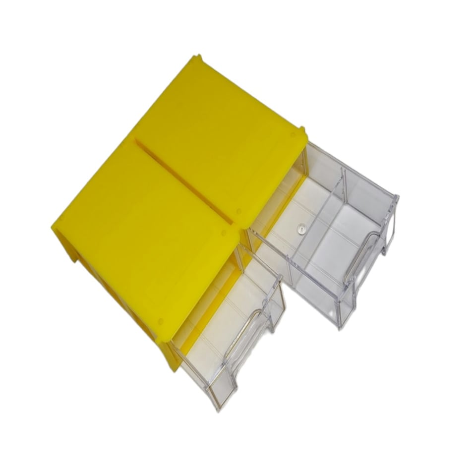 image 1 of Yellow Stackable Plastic Storage Drawers L150xW92xH44mm with Removable Compartments
