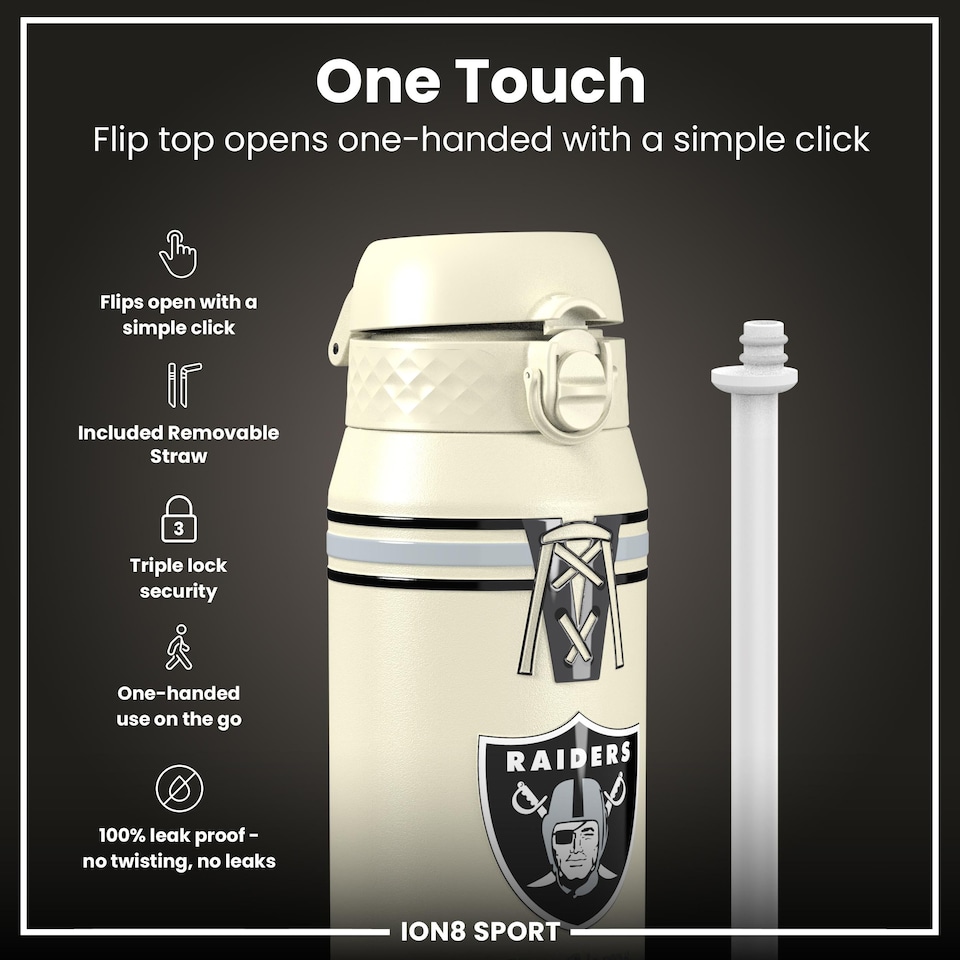 image 1 of NFL x Sports, Vacuum Insulated Steel Bottle, Series, 750ml (24oz) | Cream | NFL Throwback Raiders | One Size