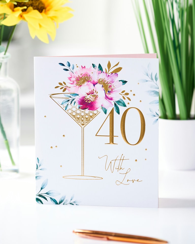 image 1 of 40th Birthday Card - Cocktail glass