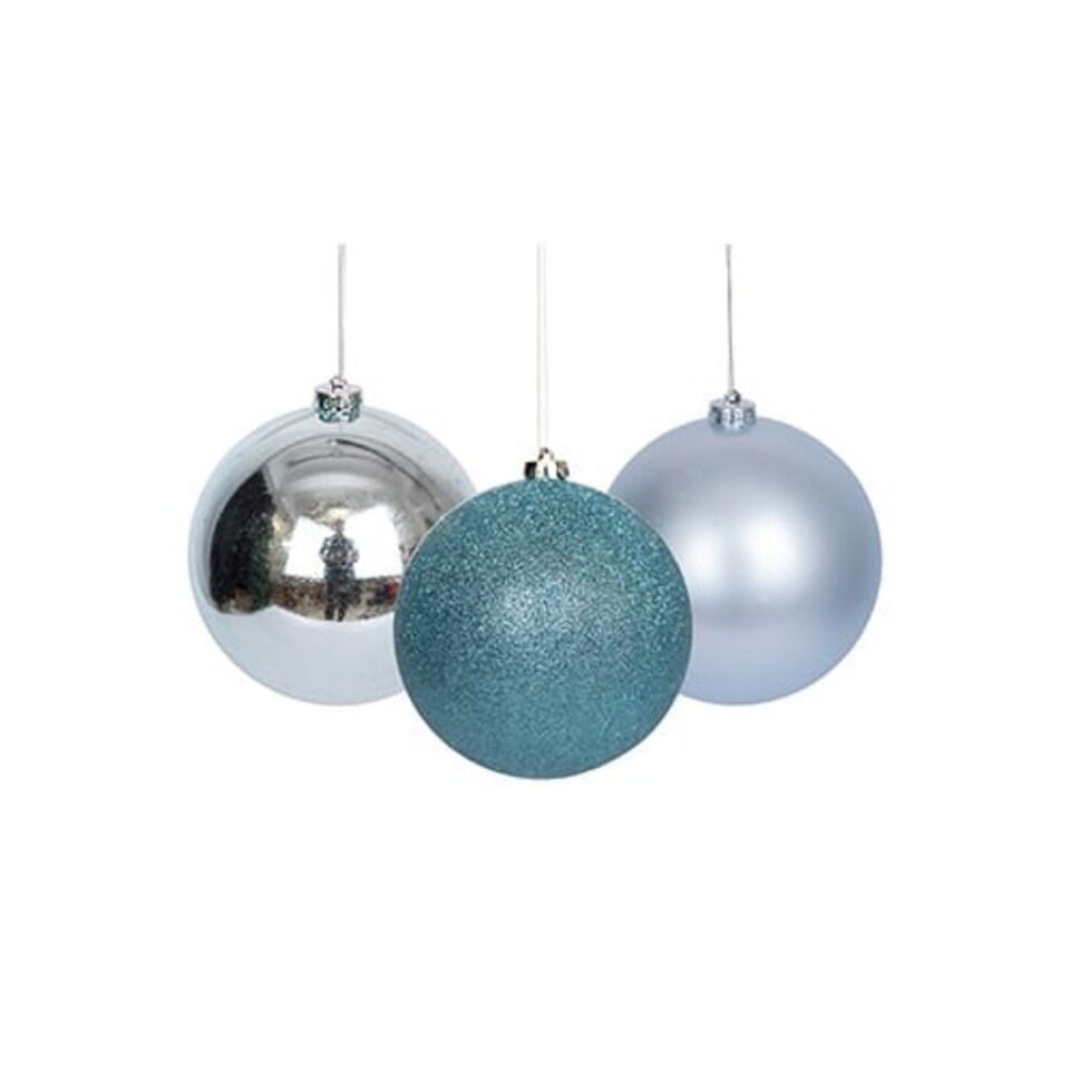 image 1 of Light Blue Shatterproof Christmas Baubles 3cm - Pack of 12